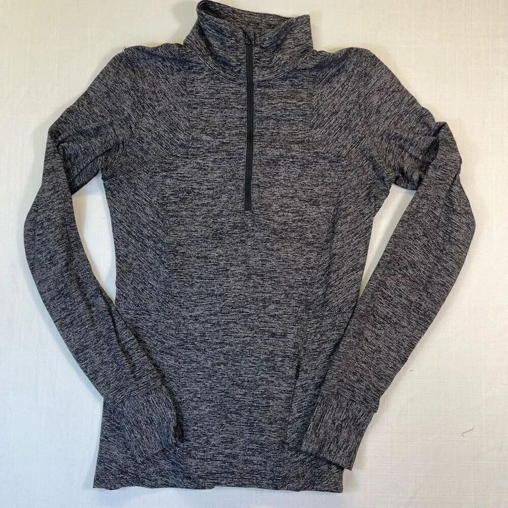 Lululemon Gray White Kanto Catch Me 1/2 Zip Pullover Sweatshirt Size 6